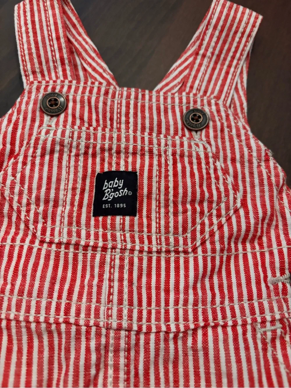 OshKosh B'gosh Red and White Striped Baby Overalls 100% cotton